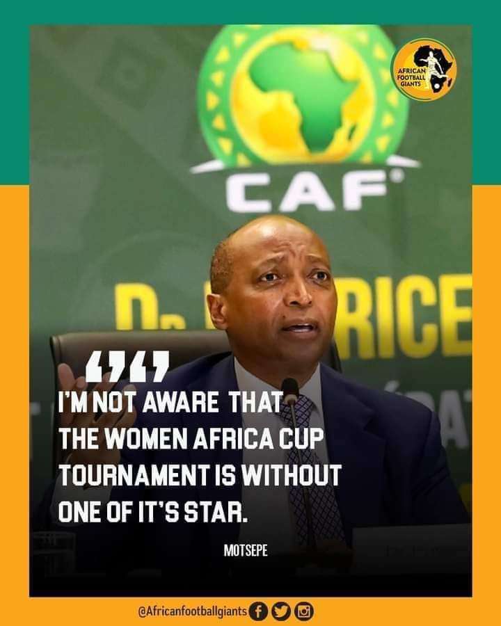 CAF PRESIDENT PATRICE MOTSEPE DOESN'T KNOW WHY BARBRA BANDA HAS BEEN BARRED FROM THE TOURNAMENT.