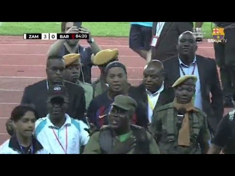 WATCH: Ronaldinho Runs as Zambian Fans Prepare to Storm the Field